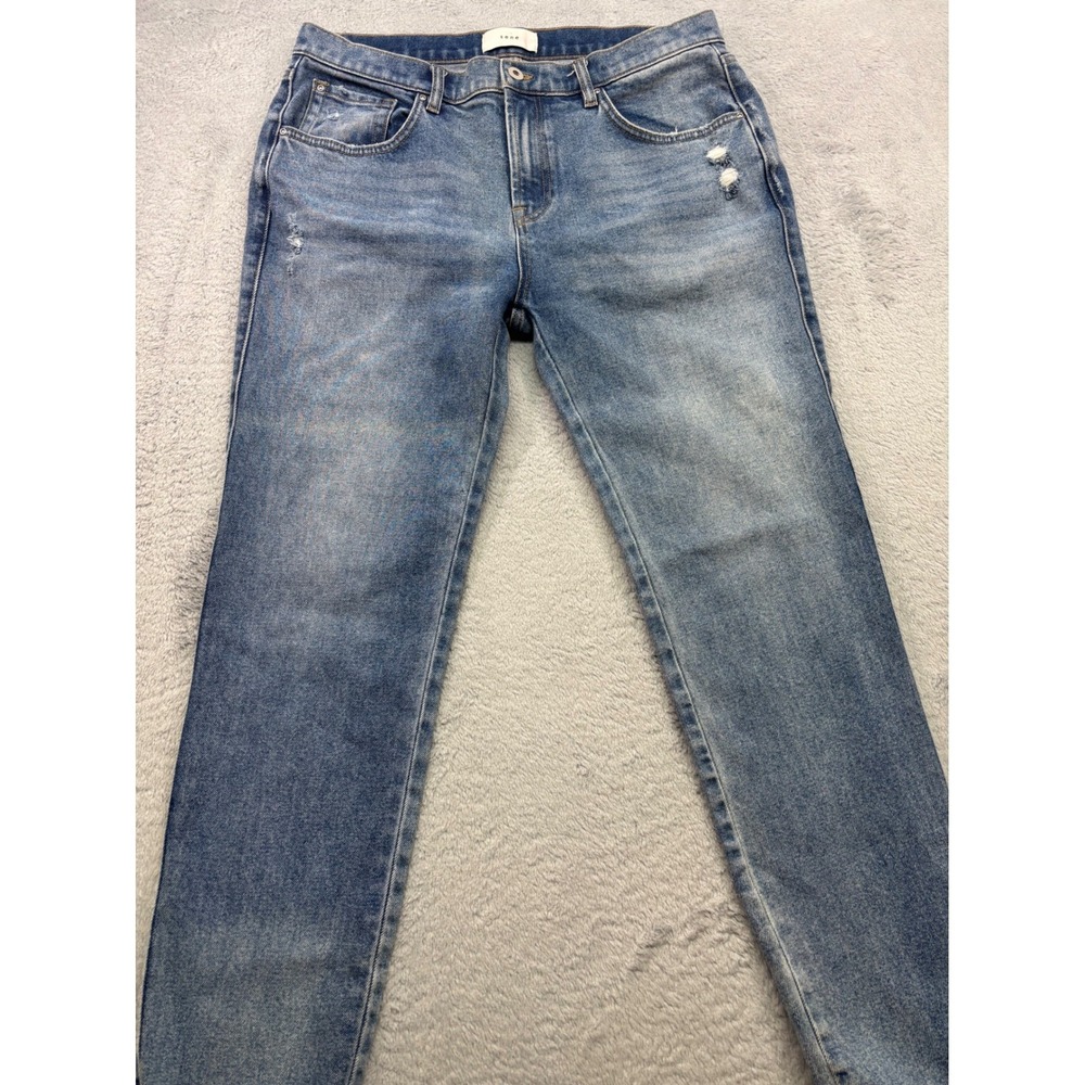 Sene Jeans Tailored Mens Blue Wash Distressed Straight Leg‎ tapered Size 34x30